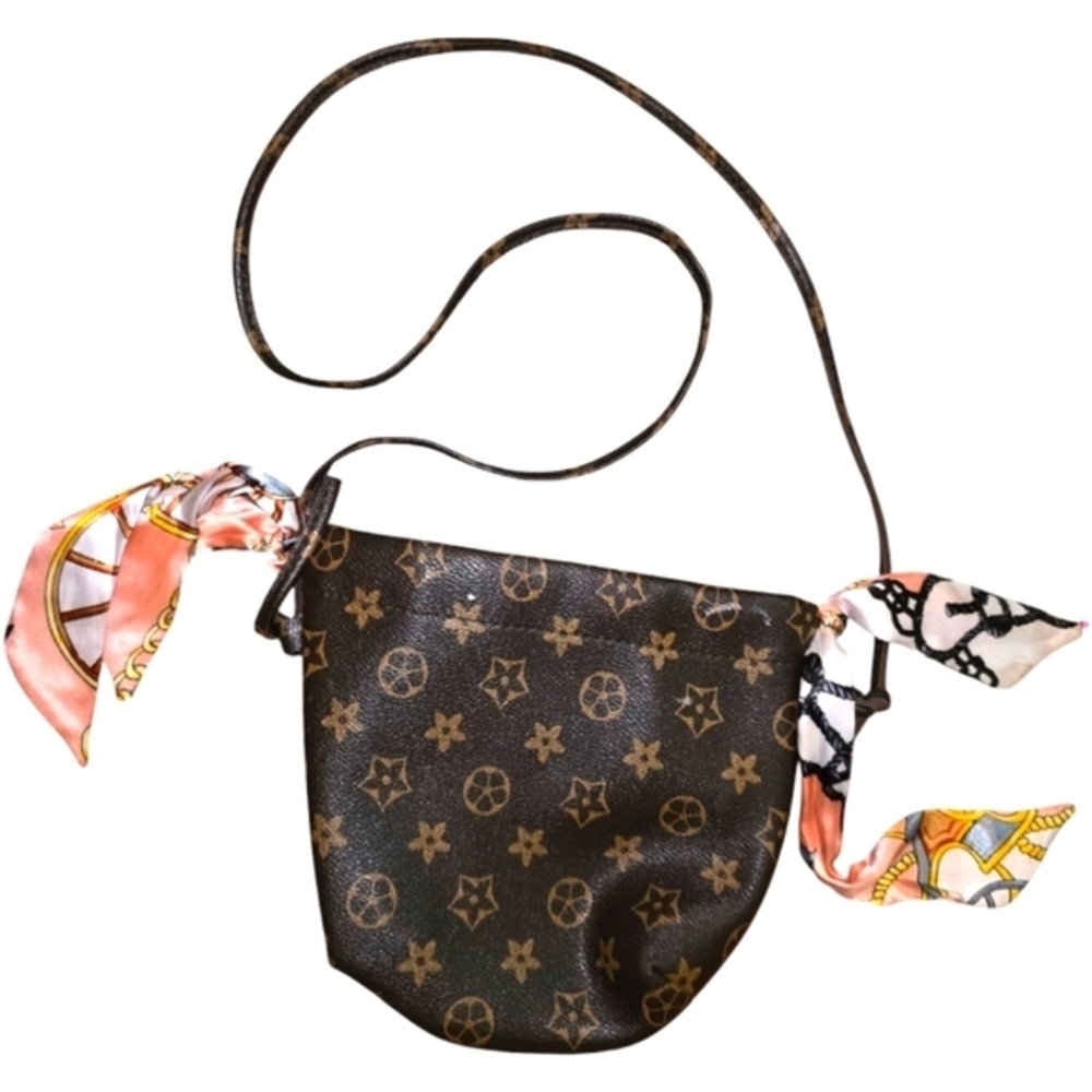 Designer Brown Crossbody Bag with Pink Accents